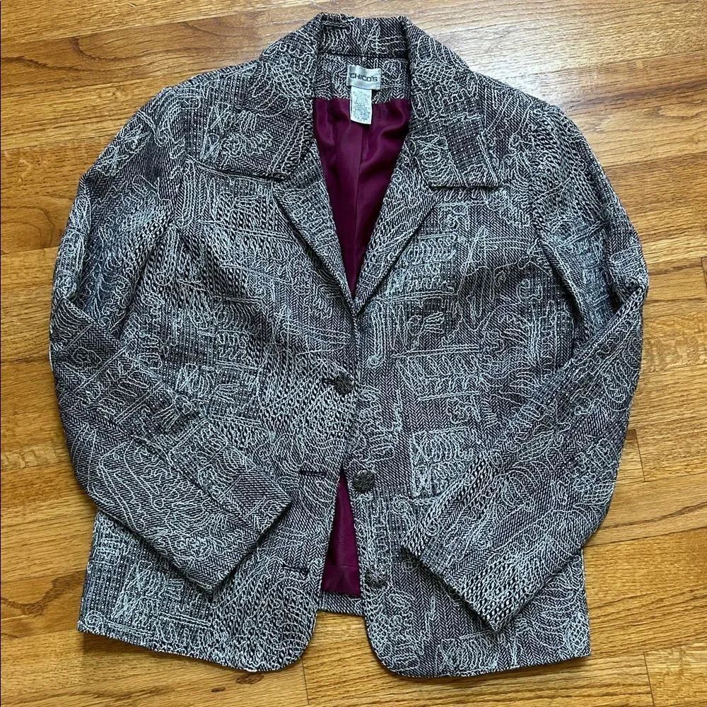 Chico's Black and Gray Textured Blazer